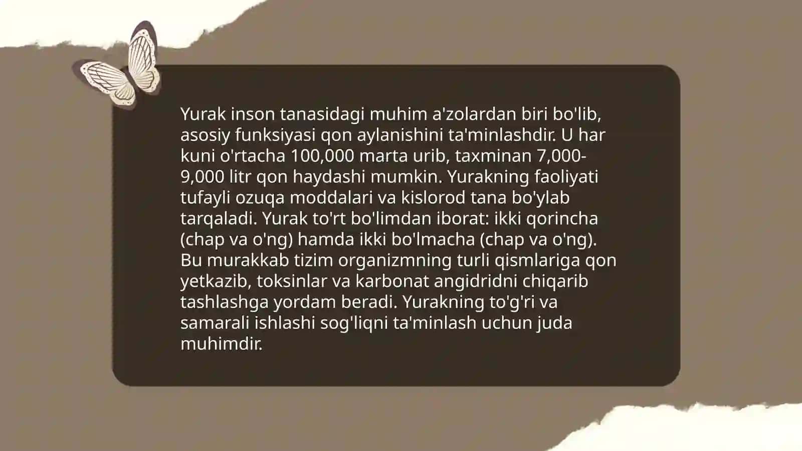 Turli yoshdagi bolalarda me'yorda va jismoniy ishdan keyingi yurak chastotasi aniqlanib, yurakning sistolik va minutlik hajmini aniqlash 3