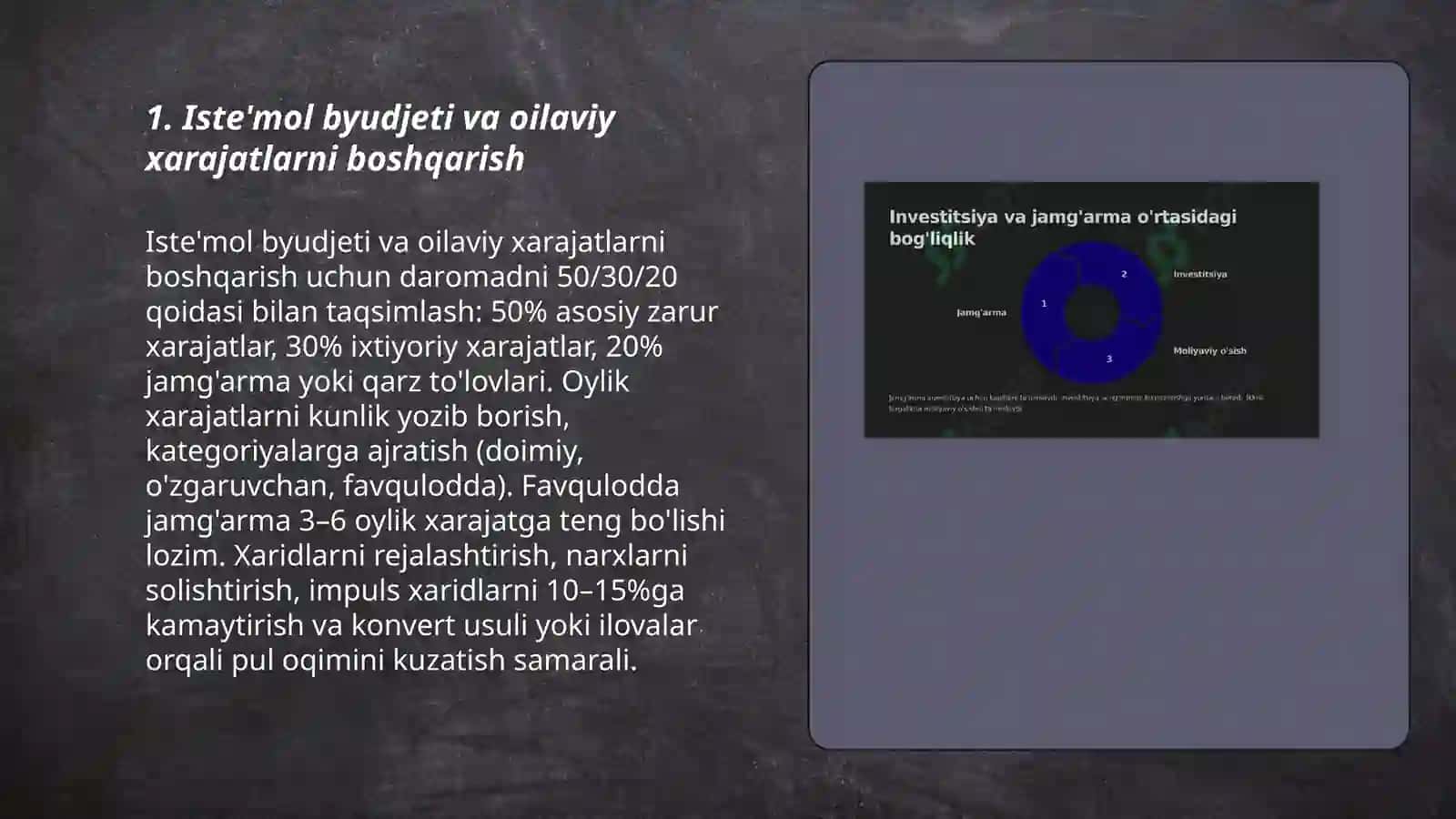Iste'mol, jamg'arma va investitsiyalar 3