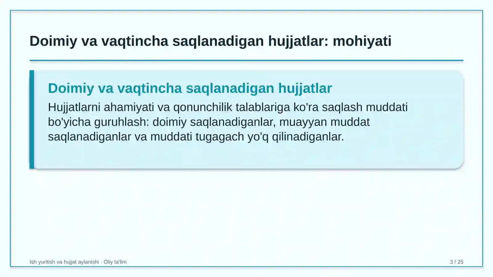 bojxona terminallarida doimiy va vaqtincha saqlanadigan hujjatlarni ajratish 8111 3