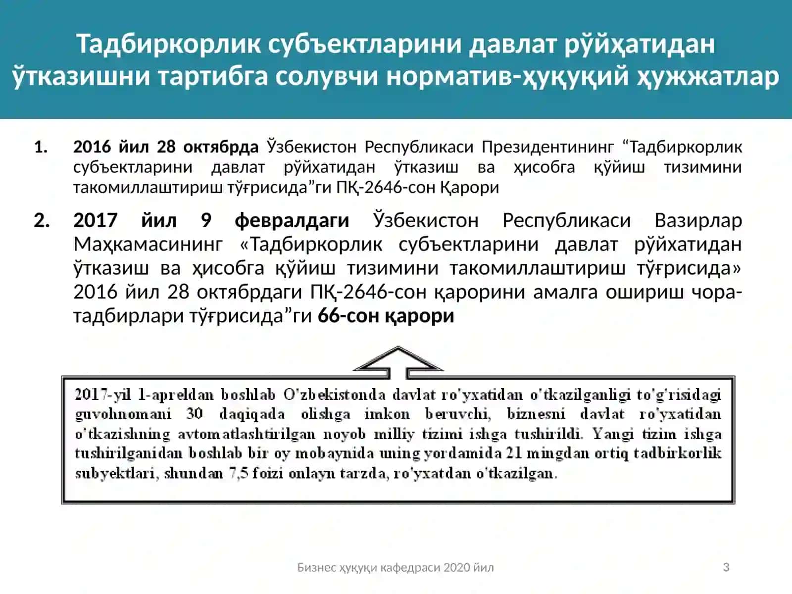Тадбиркорлик субъектларини ташкил этиш тартиби ва усуллари 3