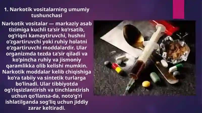 Tabiiy va sintetik narkotik vositalar. Foydasi va zarari 3