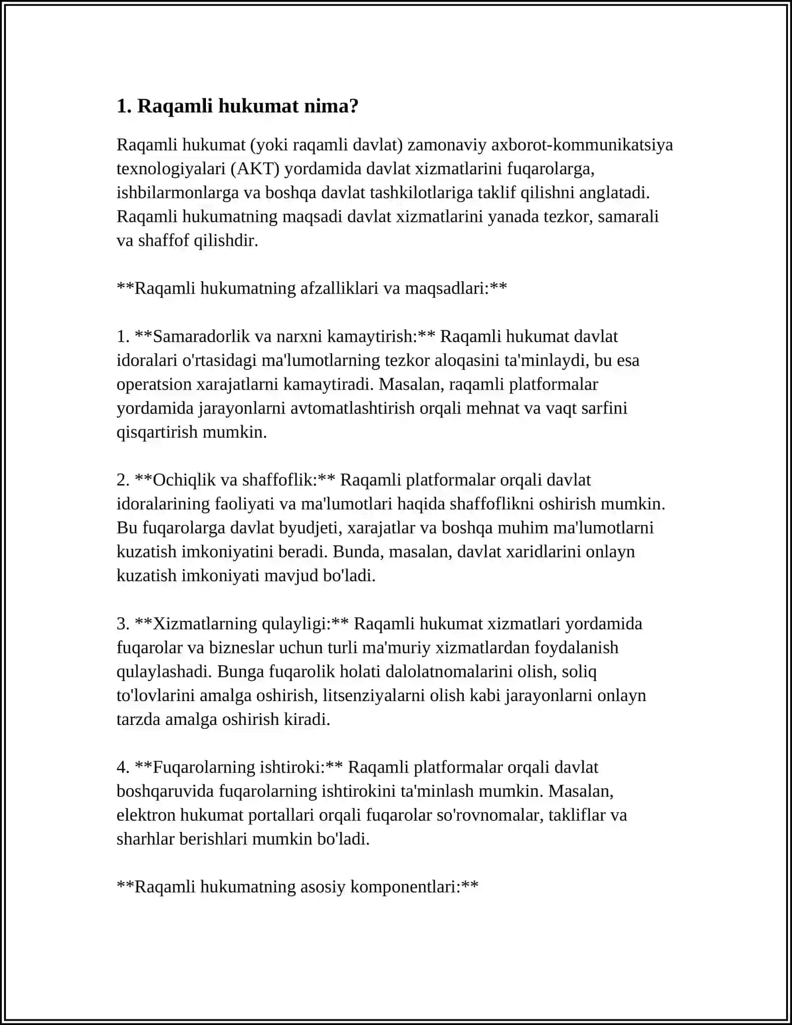 RAQAMLI VA ELEKTRON DAVLAT. ELEKTRON HUKUMAT MAVZUSIDA TOLIQ MALUMOT BER 3