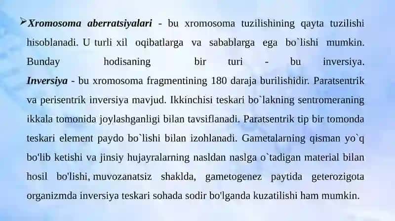 Xromosoma abberatsiyalari yoki qayta tuzilishi 3