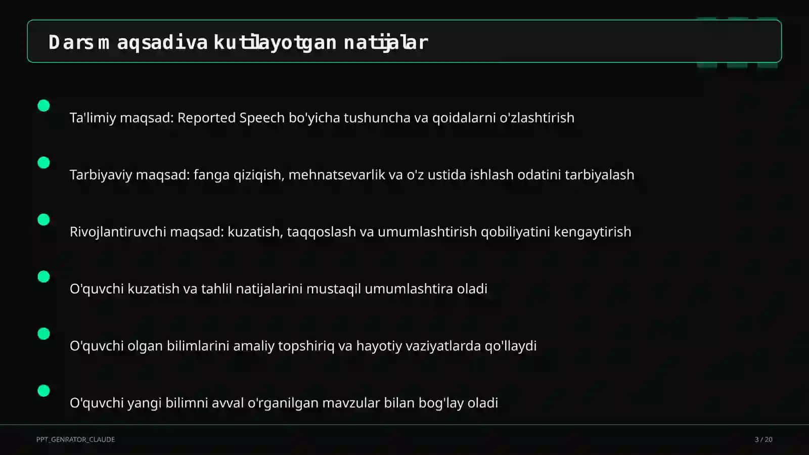 Reported Speech (9-sinf) 3