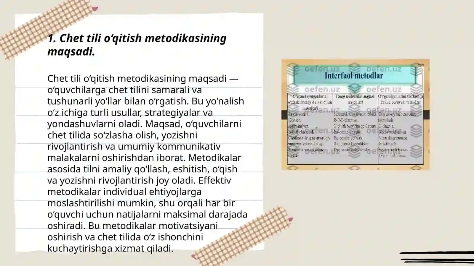 Chet tili o‘qitish metodikasining maqsadi, mazmuni, tamoyillari 3
