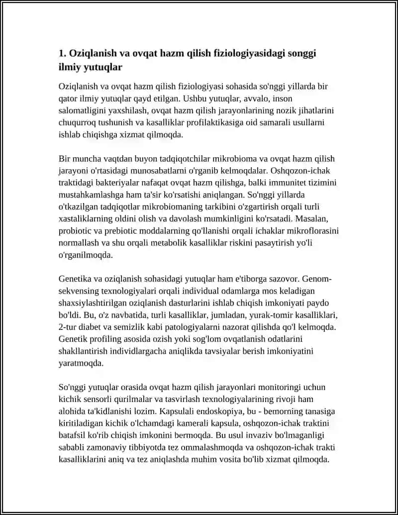 OVQATLANISH VA OVQAT HAZM QILISH FIZIOLOGIYASI REFERAT 3