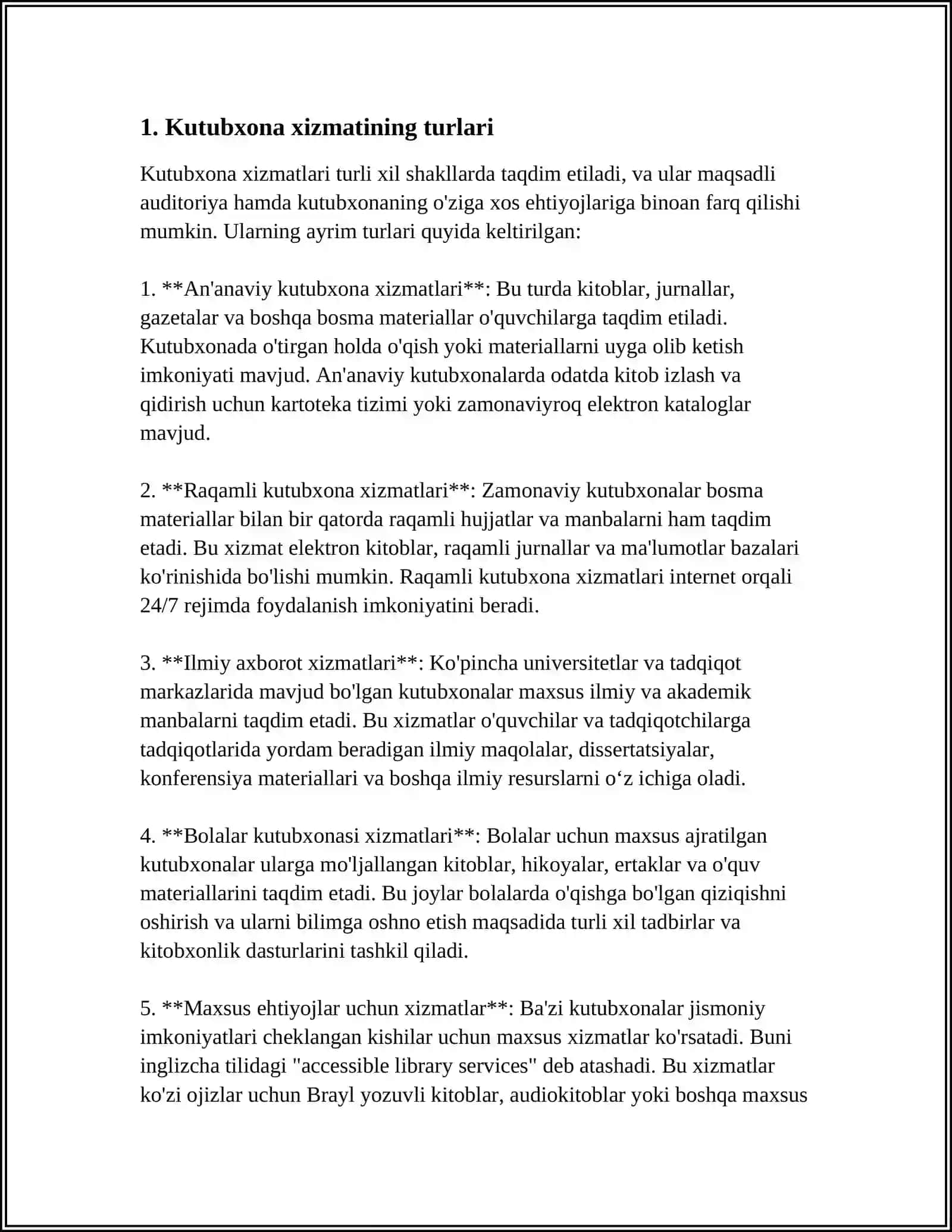 KUTUBXONA XIZMATI KOʻRSATISHNING TASHKIL QILINISHI 3