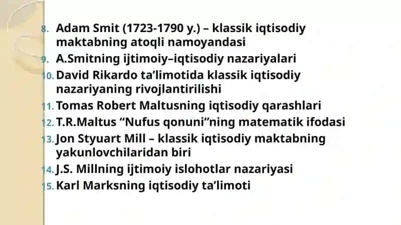 KLASSIK IQTISODIY MAKTABNINGVUJUDGAKELISHI,RIVOJLANISHI VA YAKUNLANISHI 3