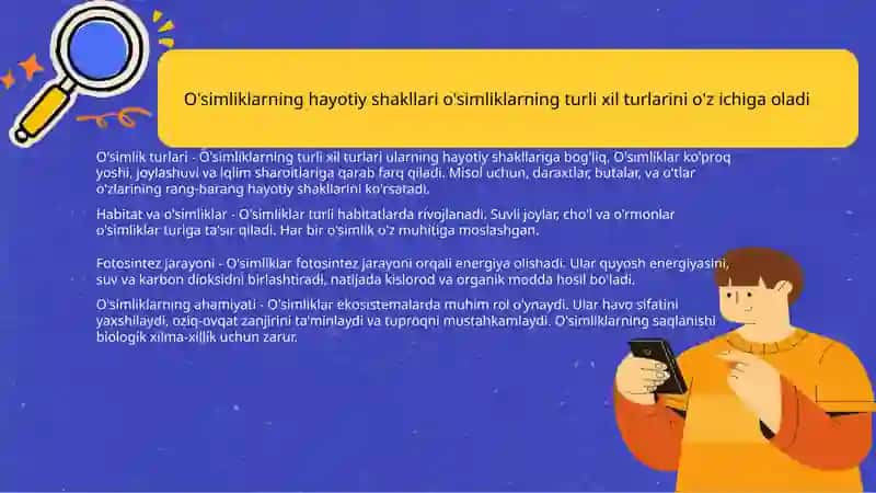 O’simliklarning hayotiy shakllari.Tuban o’simliklar.Yuksak o’simliklar 3