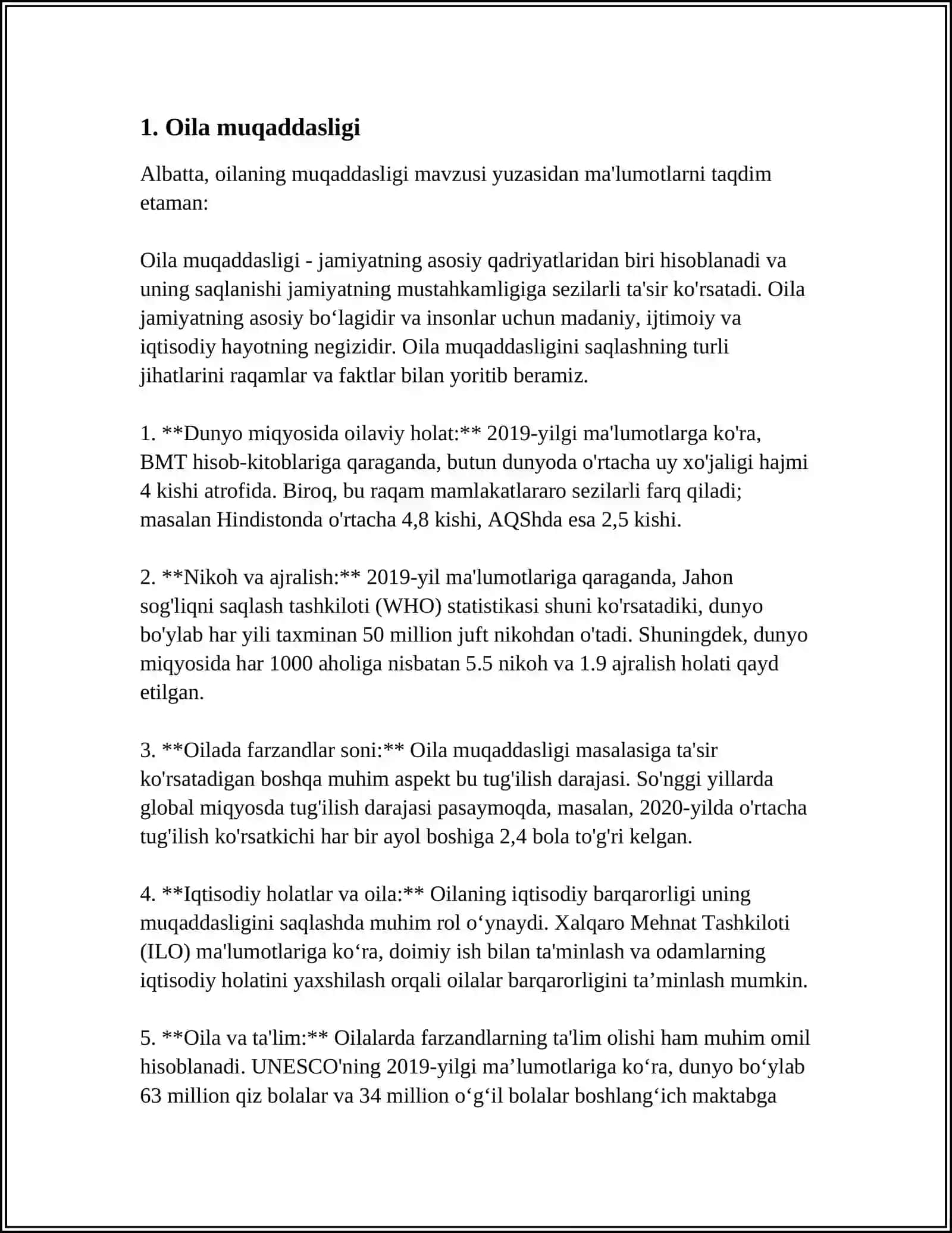 MUSTAQIL ISH Mavzu: SHAYX MUXAMMAD SODIQ MUHAMMAD YUSUFNING BAXTIYOR OILA ASARIDA ISLOM QADRIYATLARINING TALQINI 3