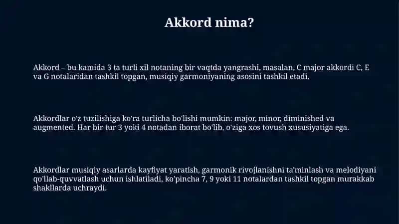 Akkordlar: ma’nosi, turlari va amaliyqo‘llanilishi 3