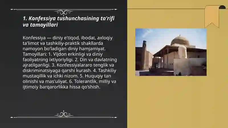 Konfessiya tushunchasining mohiyati va O'zbekistonda faoliyat yurituvchi diniy konfessiyalarning tasnifi 3
