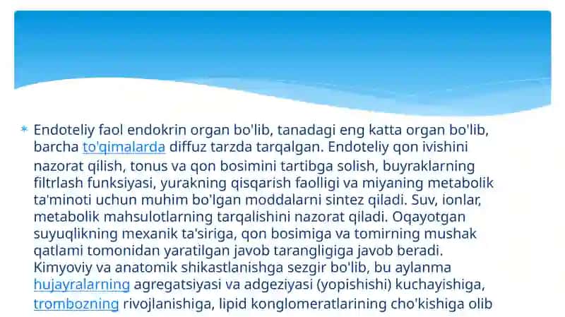 Qontomirendoteliyasining funksiyasi 3