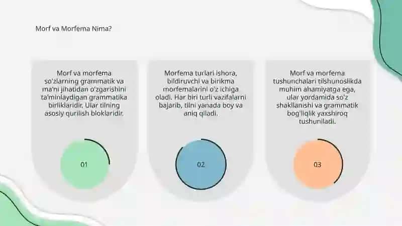 Morf va morfema. Morfema turlari. 3