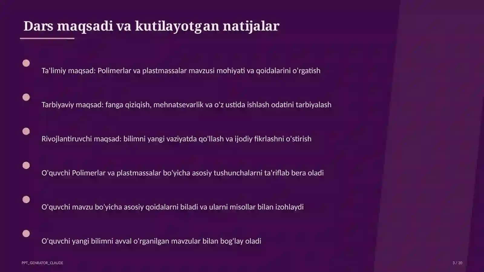 Polimerlar va plastmassalar (11-sinf) 3