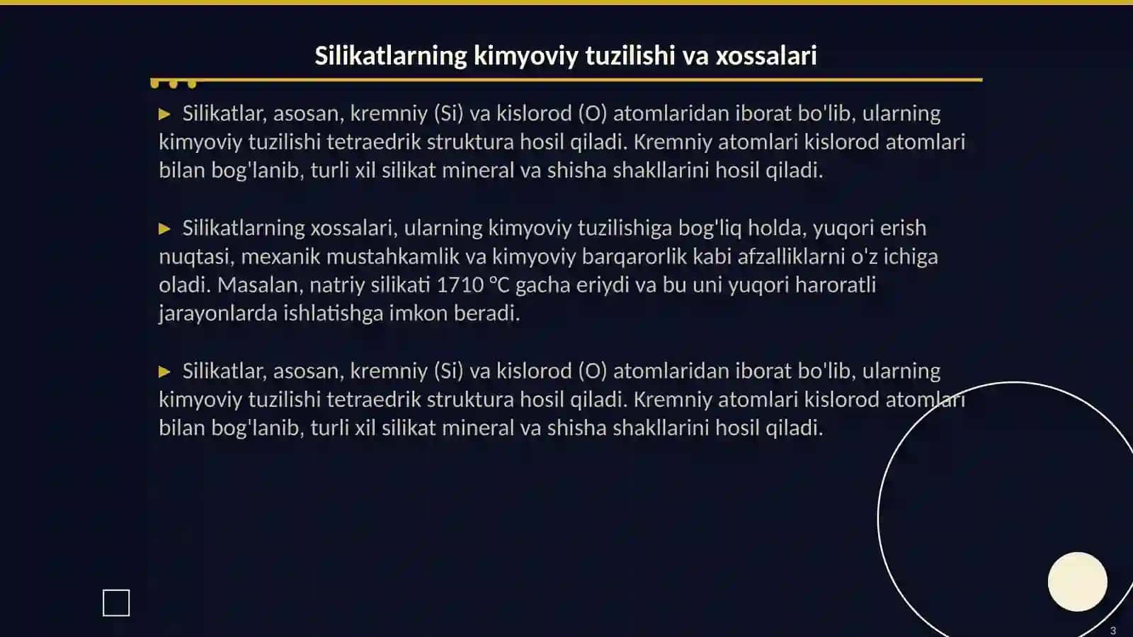 Silikatlarning kimyoviy tuzilishi va xossalari 3