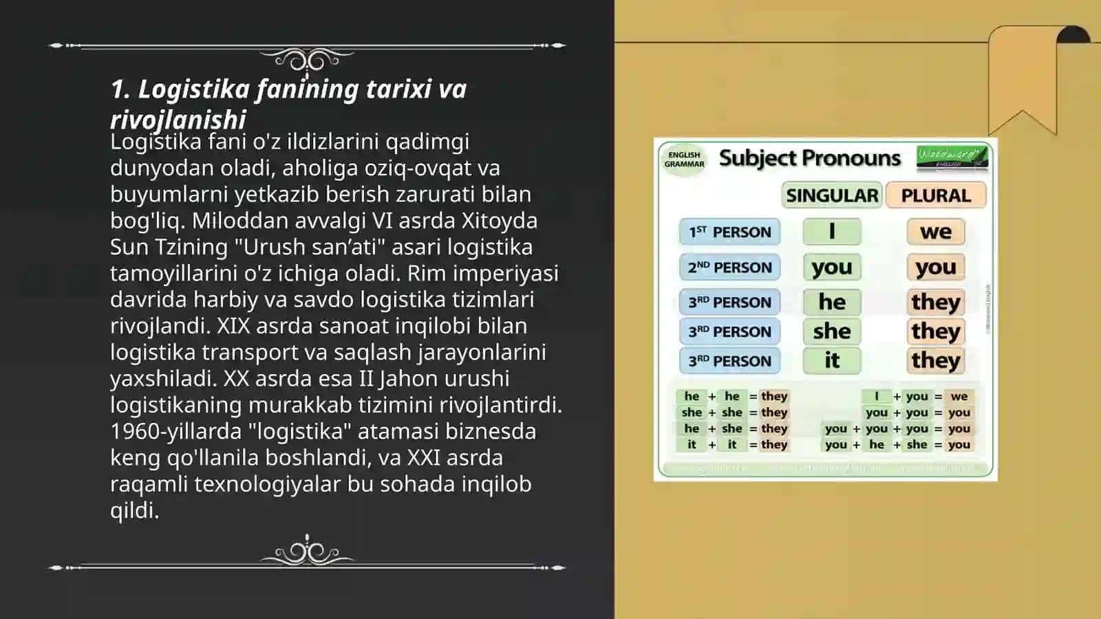 Logistika fanining predmeti va metodi taqdimot tayyorlash 3
