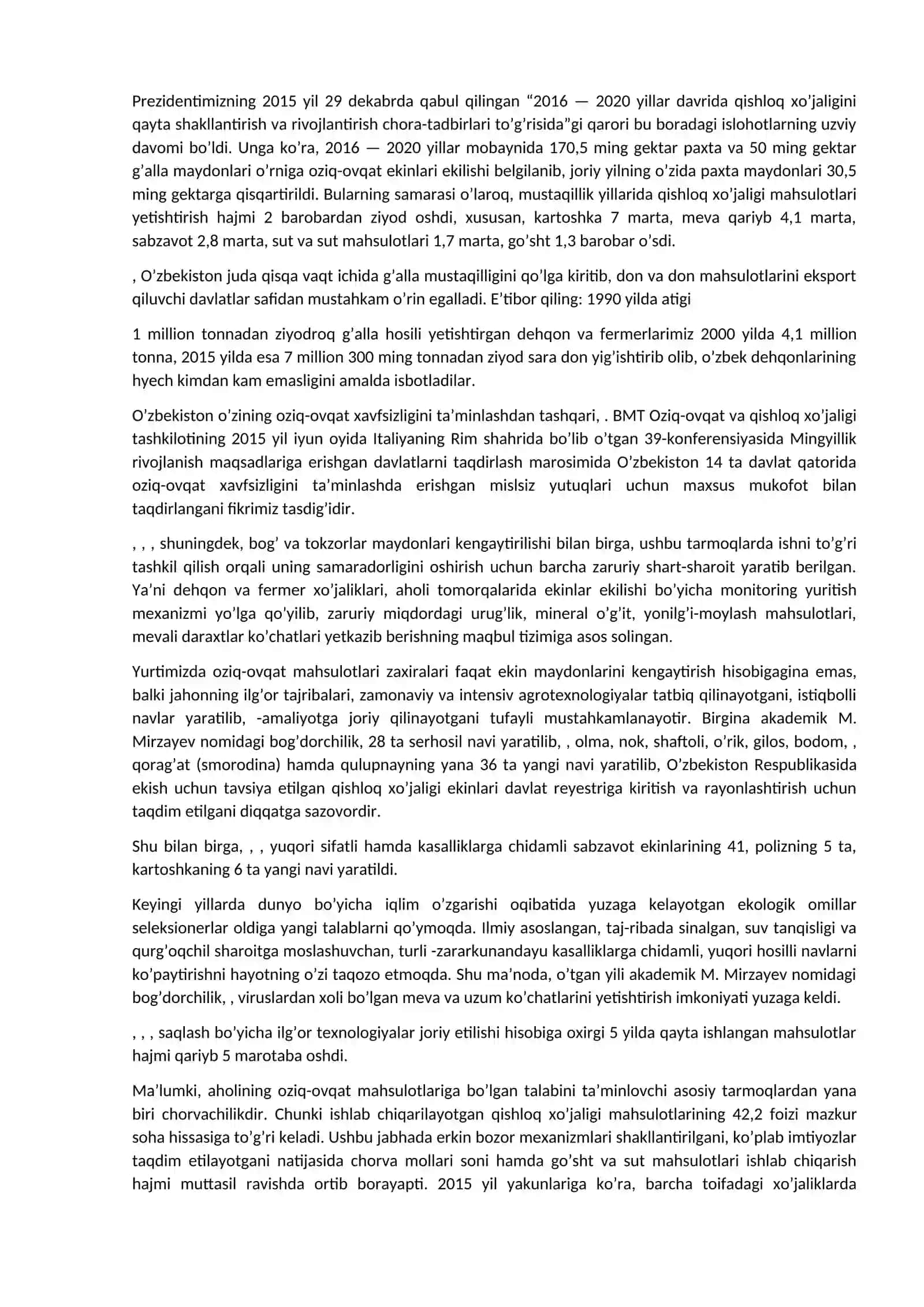 Oziq-ovqat xavfsizligiNI TA’MINLASH — USTUVOR VAZIFA 3