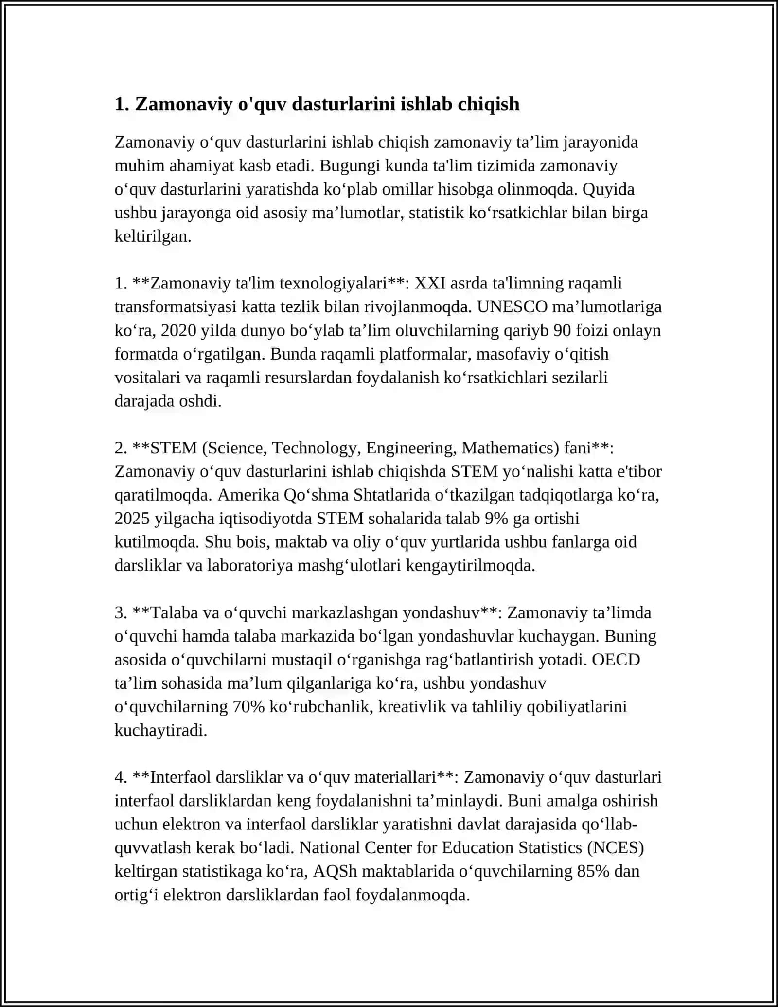 UZLUKSIZ TA'LIM TIZIMIDA FANLARNI O'QITISHNING ZAMONAVIY KONSEPSIYASI 3