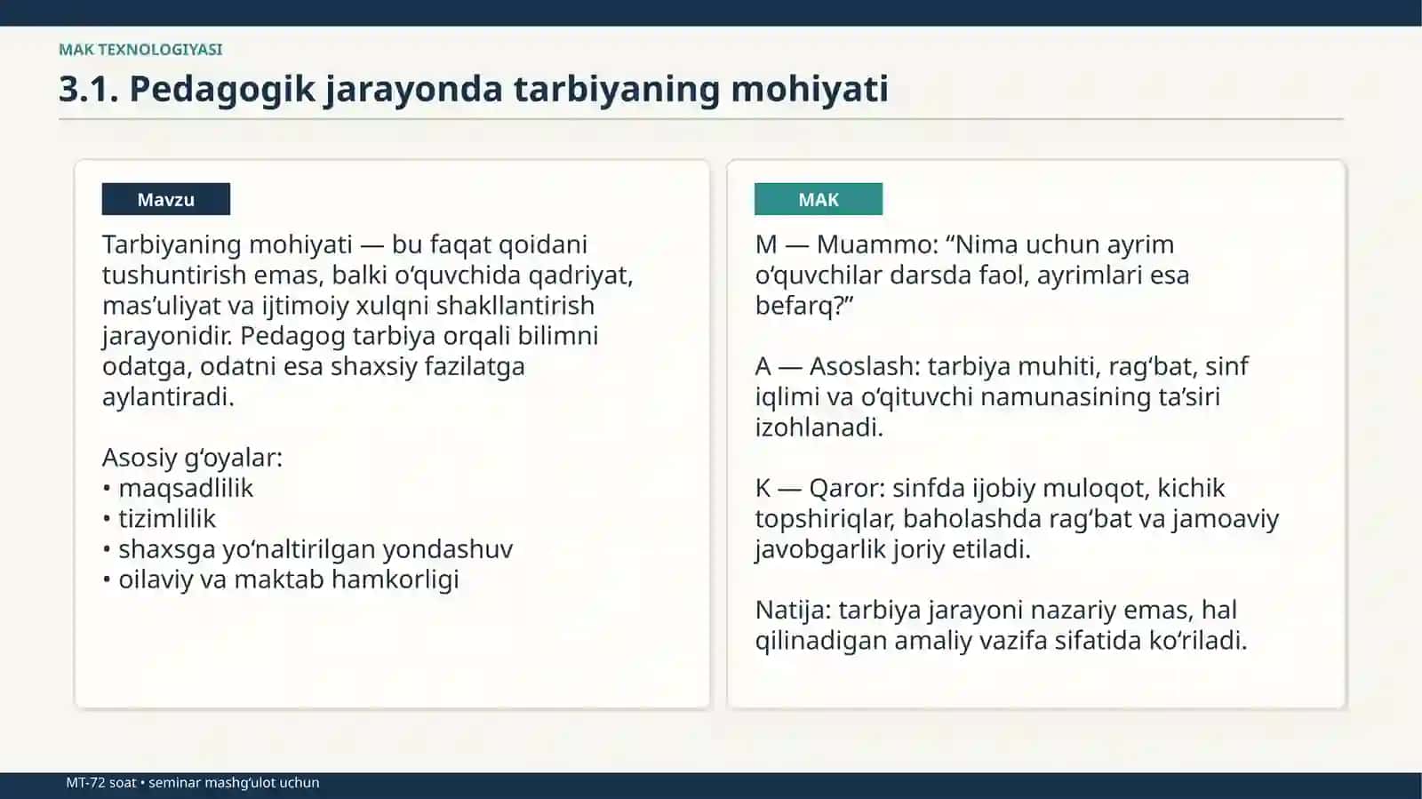 MUSTAQIL TA’LIM Seminar Mashg‘ulot Uchun Tayyor Materiallar To‘plami 3