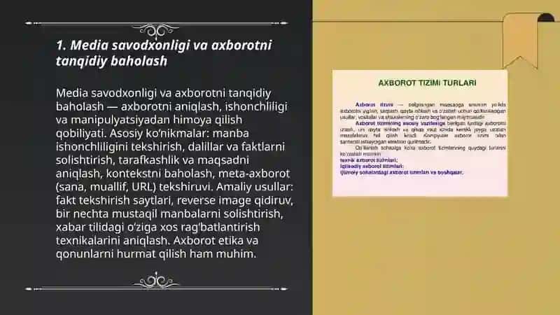 Media va axborotni yaratish va undan foydalanish 3