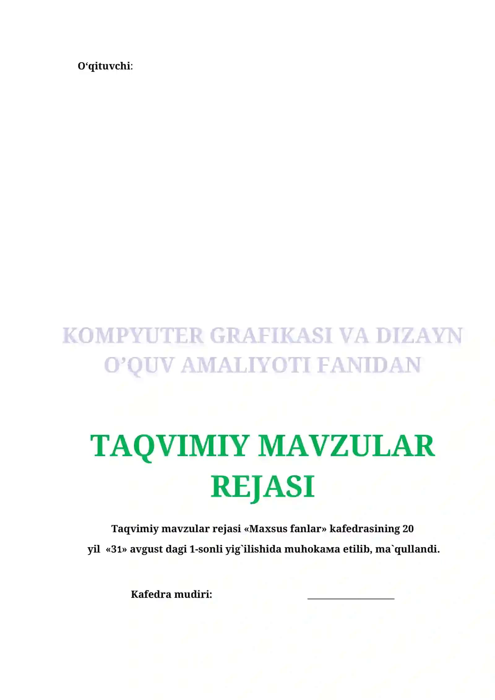 Kompyuter grafikasi va dizayn o’quv amaliyotidan 3