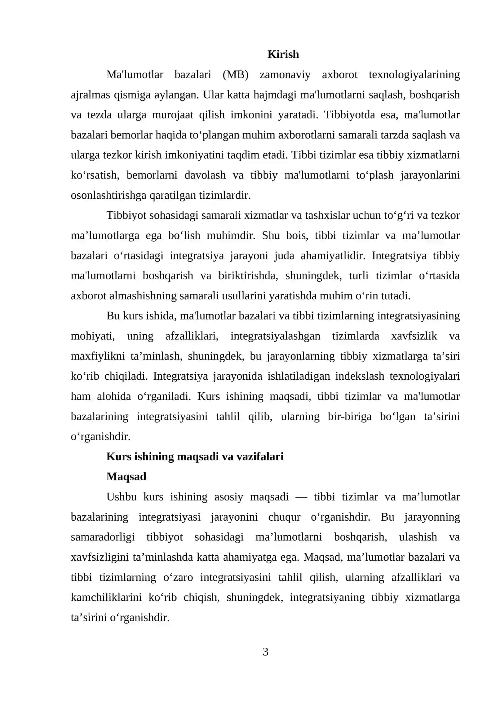 Ma’lumotlar bazasi va tibbi tizimlar integratsiyasi: Tibbi tizimlar va Ma’lumotlar bazasi Ma’lumotlarini biriktirish va ulashish 3