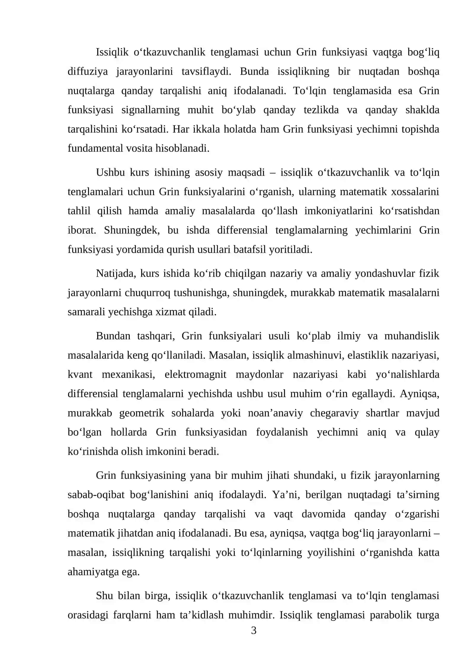 Tolqin va issiqlik otkazuvchanlik operatorlarining  grin funksiyalari 3