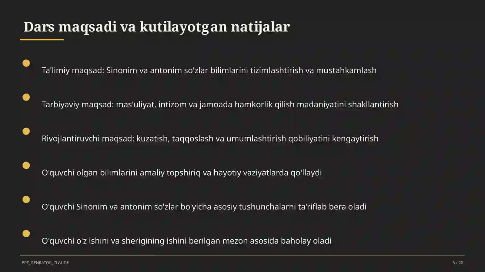 Sinonim va antonim so'zlar (3-sinf) 3