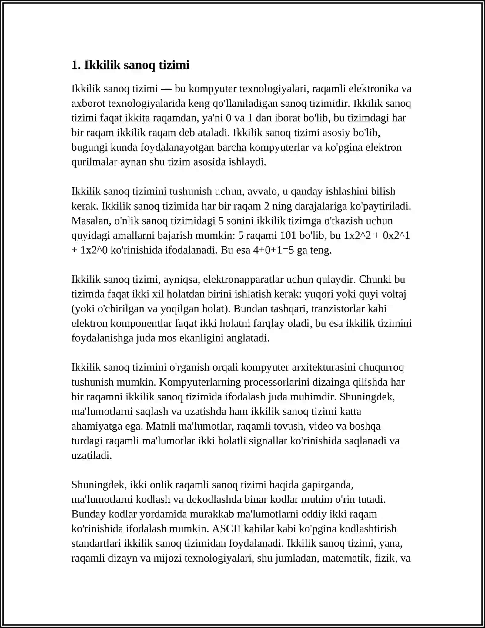 KOMPYUTERDA RAQAMLARNI KODLASH VA ULAR BILAN ISHLASH 3