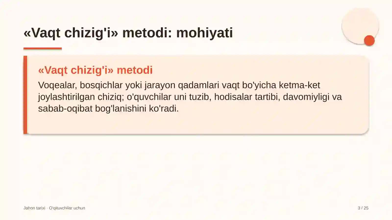 jahon tarixi darslarida vaqt chizig'i metodidan foydalanish 8030 3