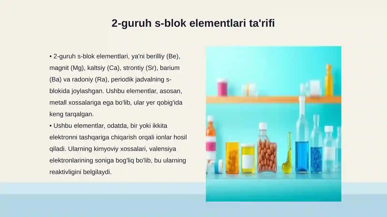 2-guruh s-blok elementlarining birikmalari, ularning xossalari va farmatsiyadagi ahamiyati 3
