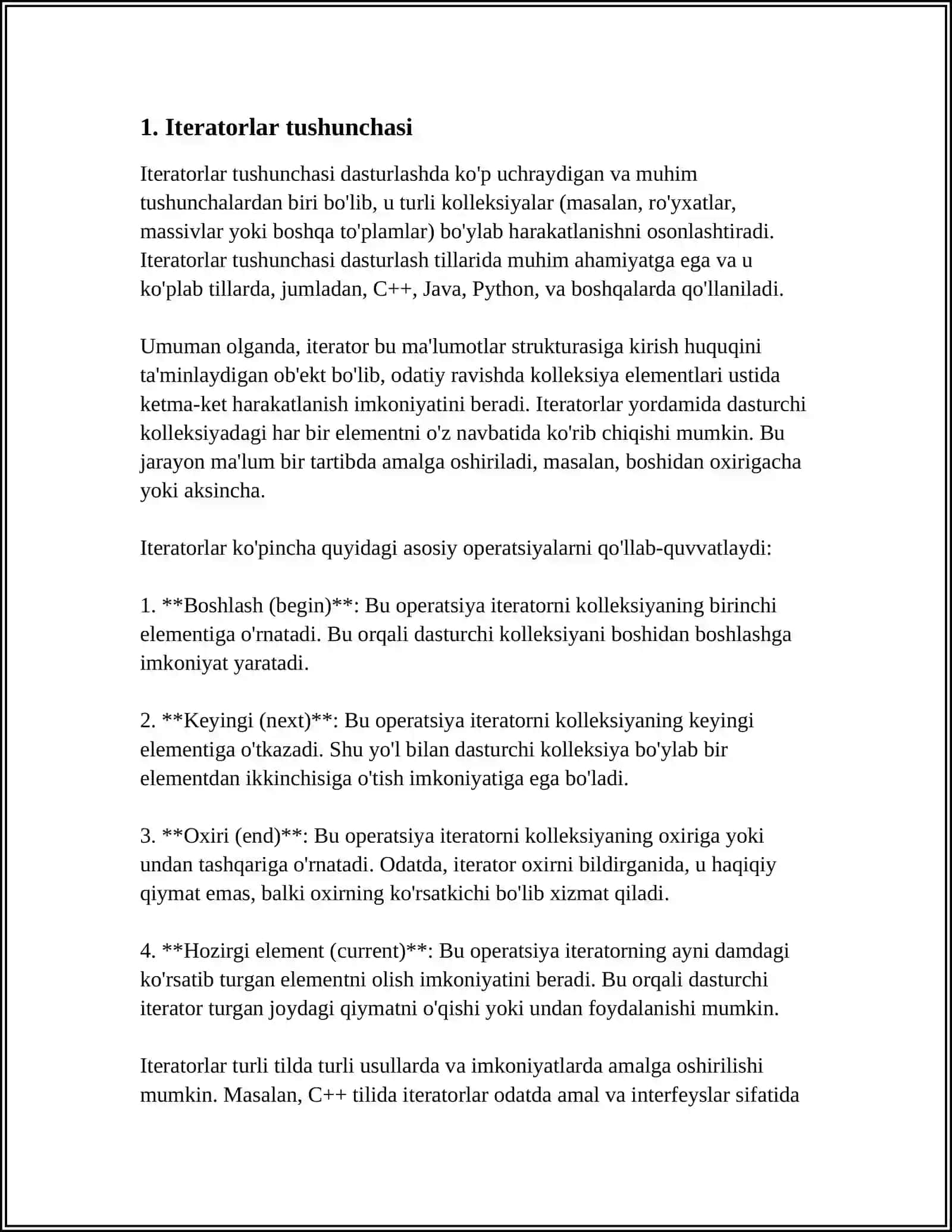 ITERATORLAR VA ULARNING TURLAR 3