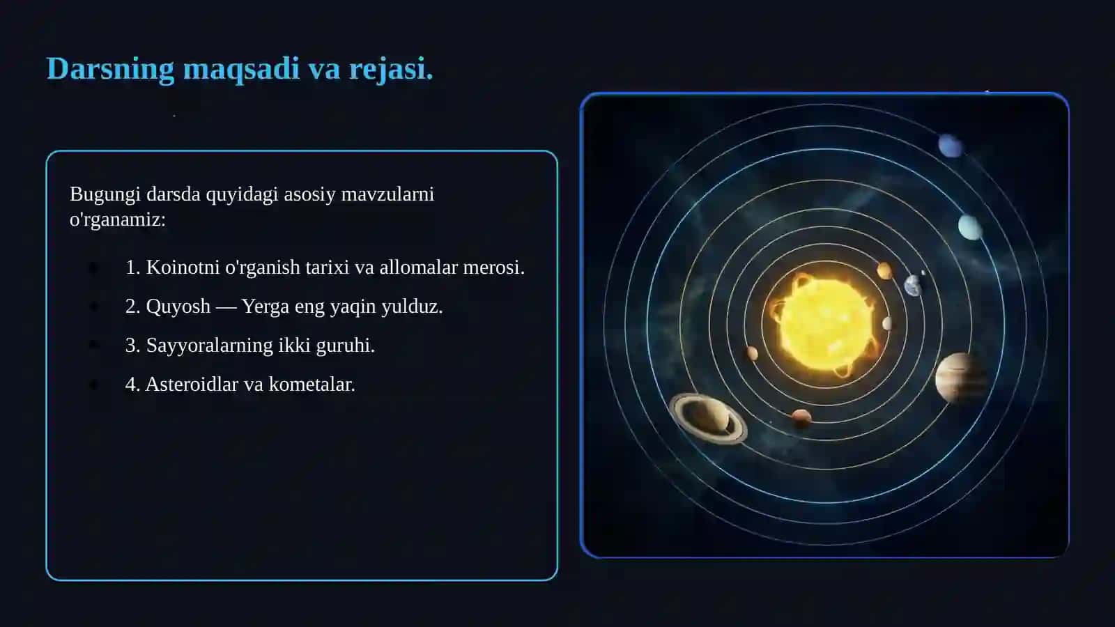TABIIY FANLAR - QUYOSH SISTEMASI VA KOINOT 3