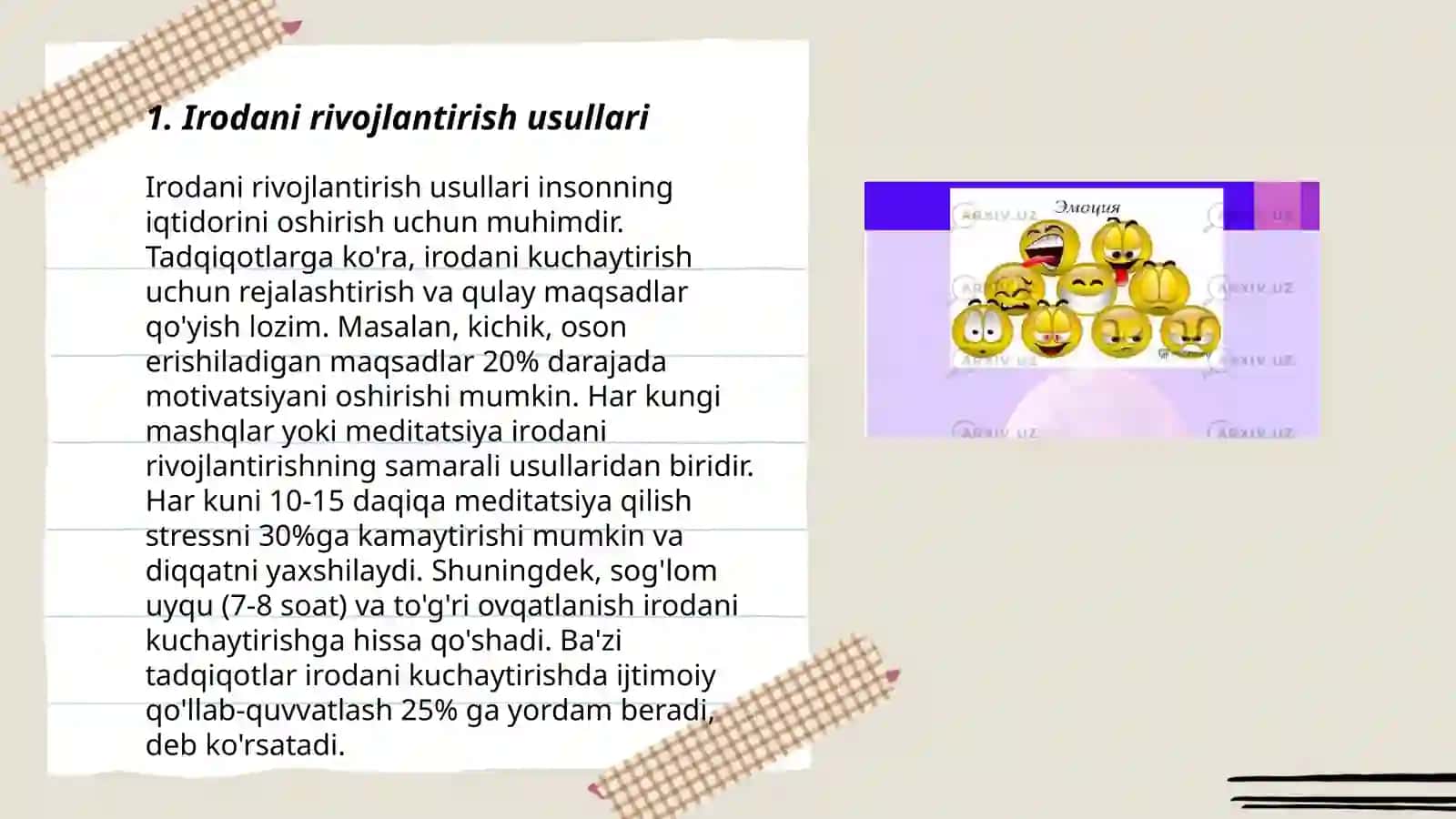 Iroda va irodani mustahkamlovchi psixologik mashg‘ulotlar 3