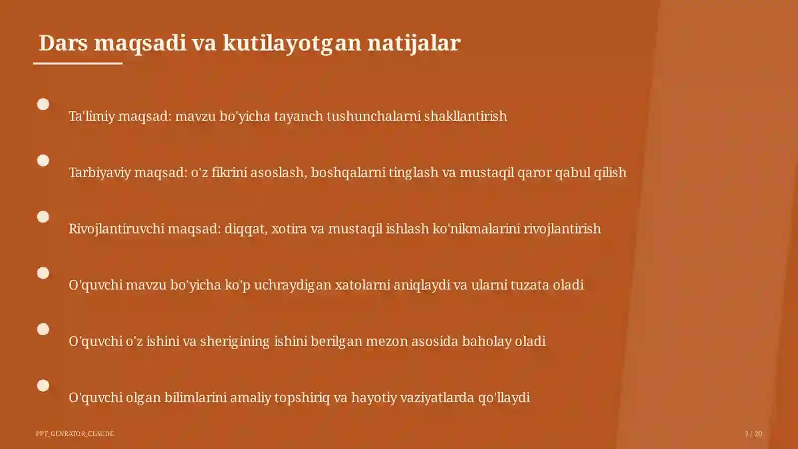Dars rejasi 3