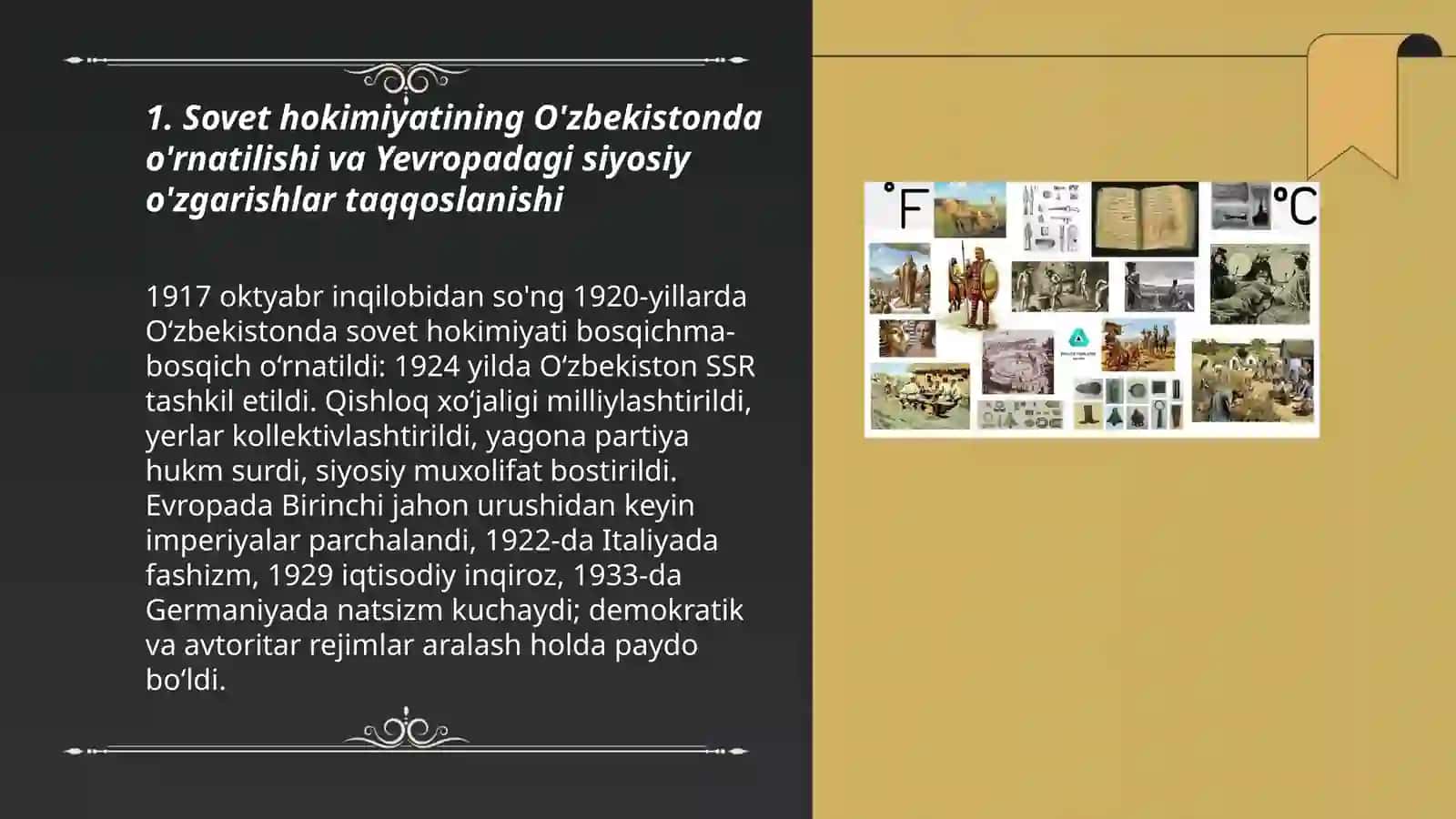 Sovet hokimiyatining O'zbekistonda o'rnatilishi va Yevropadagi siyosiy o'zgarishlar taqqoslanishi 3