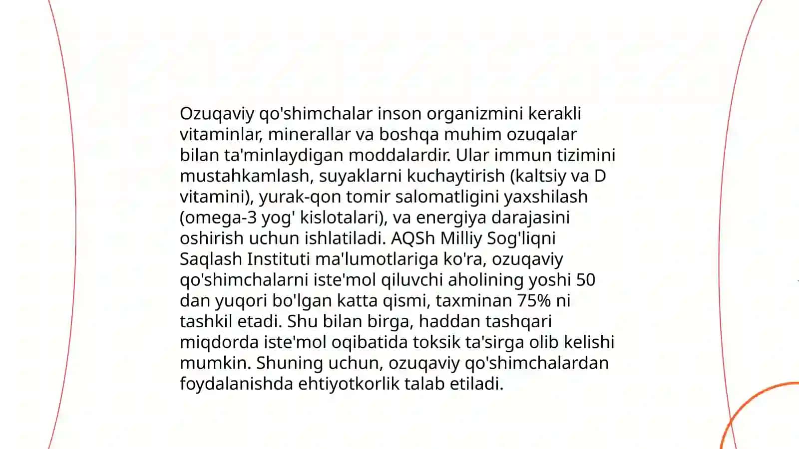 Ozuqaviy qo'shimchalar ta'sirini fiziologik baholash 3