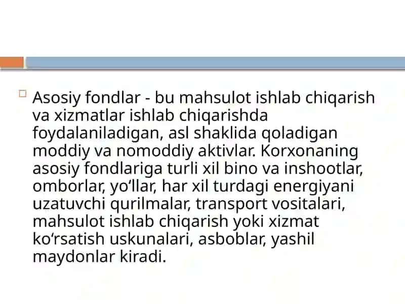 Korxona asosiy fondlaridan foydalanishni yaxshilash yo’llari 3