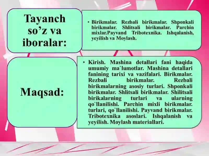 Birikmalar. Rezbali birikmalar. 3