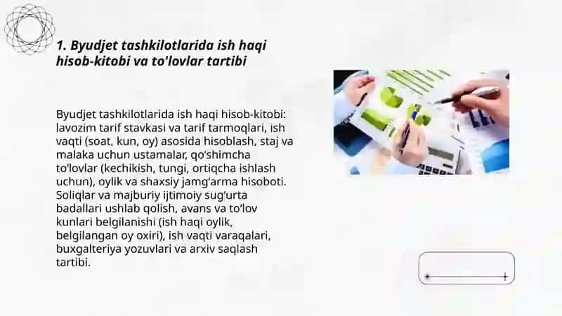 Byudjet tashkilotlarida ish haqi hisob-kitobi va to'lovlar tartibi 3