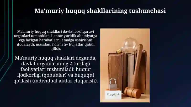 Ma'muriy huquq shakllari tushunchasi va tasniflanishi 3