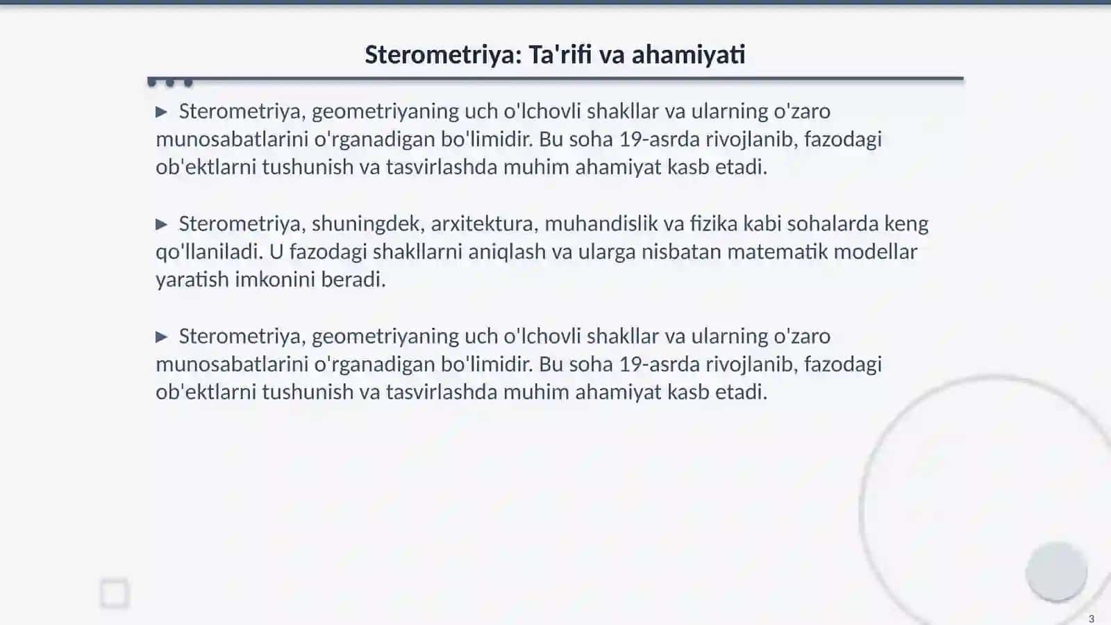 Sterometriya: Ta'rifi va ahamiyati 3