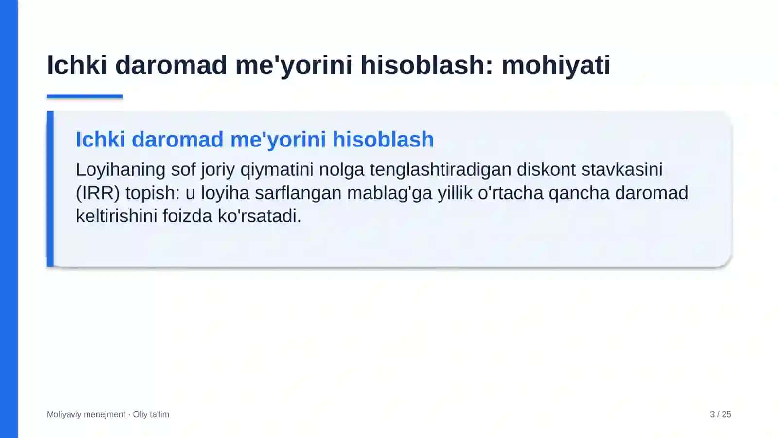 mobil ilovalar ishlab chiqishda ichki daromad me'yorini hisoblash 6425 3