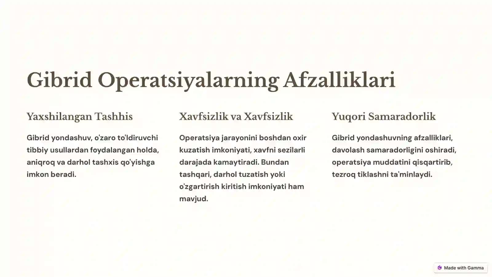 Tibbiyotda Gibrid Operatsiyalar 3