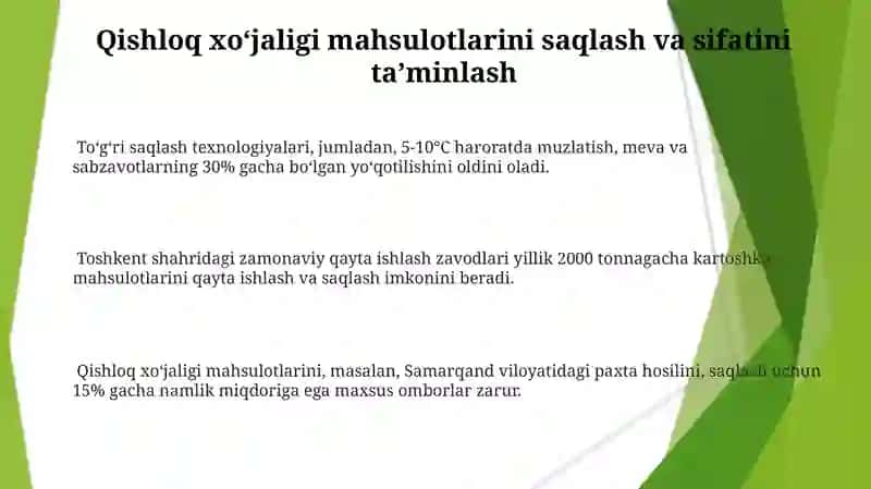 Qishloq xo'jaligi mahsulotlarini qayta ishlash 3