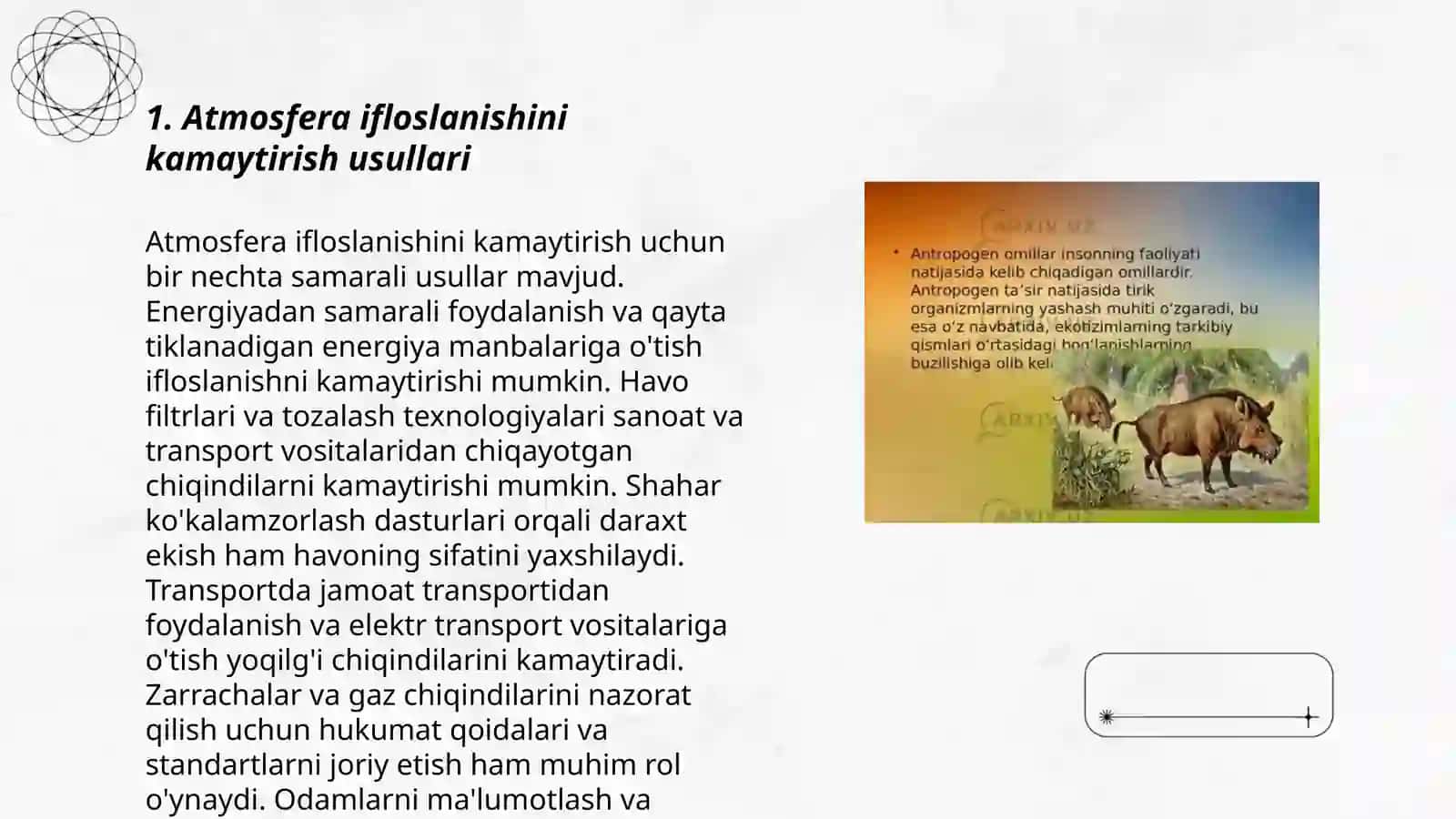 Antropogen omillarning biosferaga salbiy ta'sirini kamaytiramiz 3