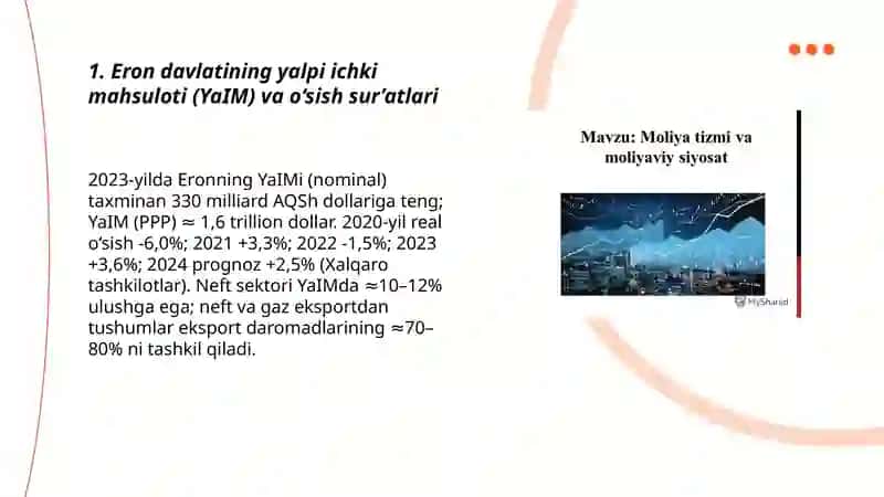 Eron davlatining moliyaviy holati. 3