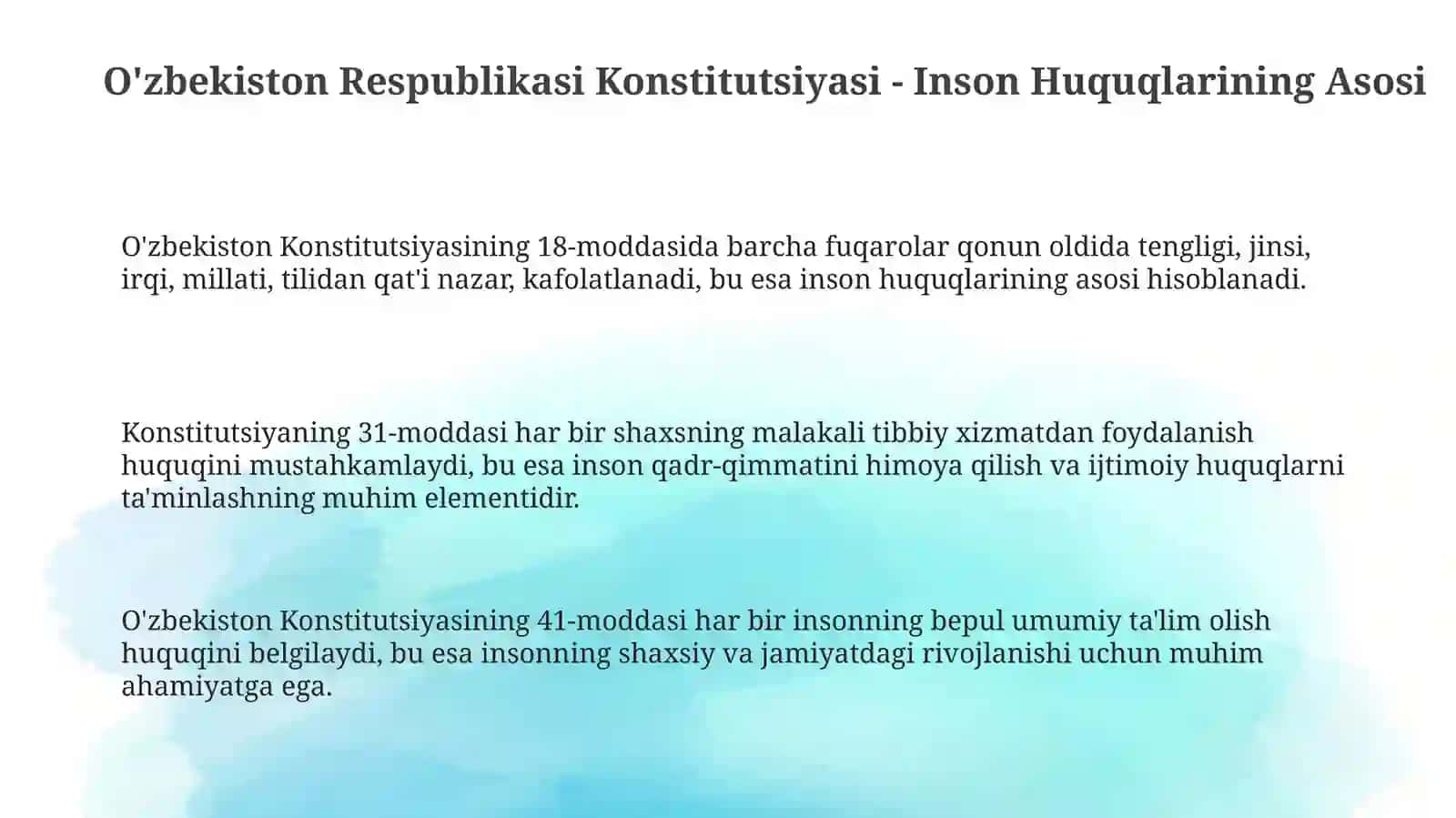 O'zbekiston Respublikasi Konstitutsiyasi - Inson Huquqlarining Asosi 3