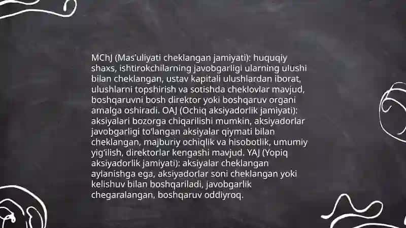 Korporatsiyalarning tashkiliy huquqiy koʻrinishlari va ularni boshqarish 3